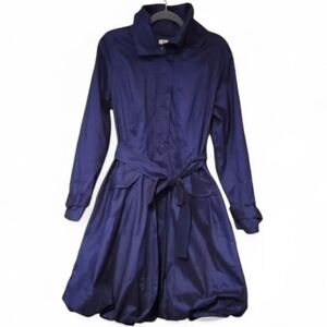 D&Y Bubble Hem Shimmer Trench Coat In Purple Size L